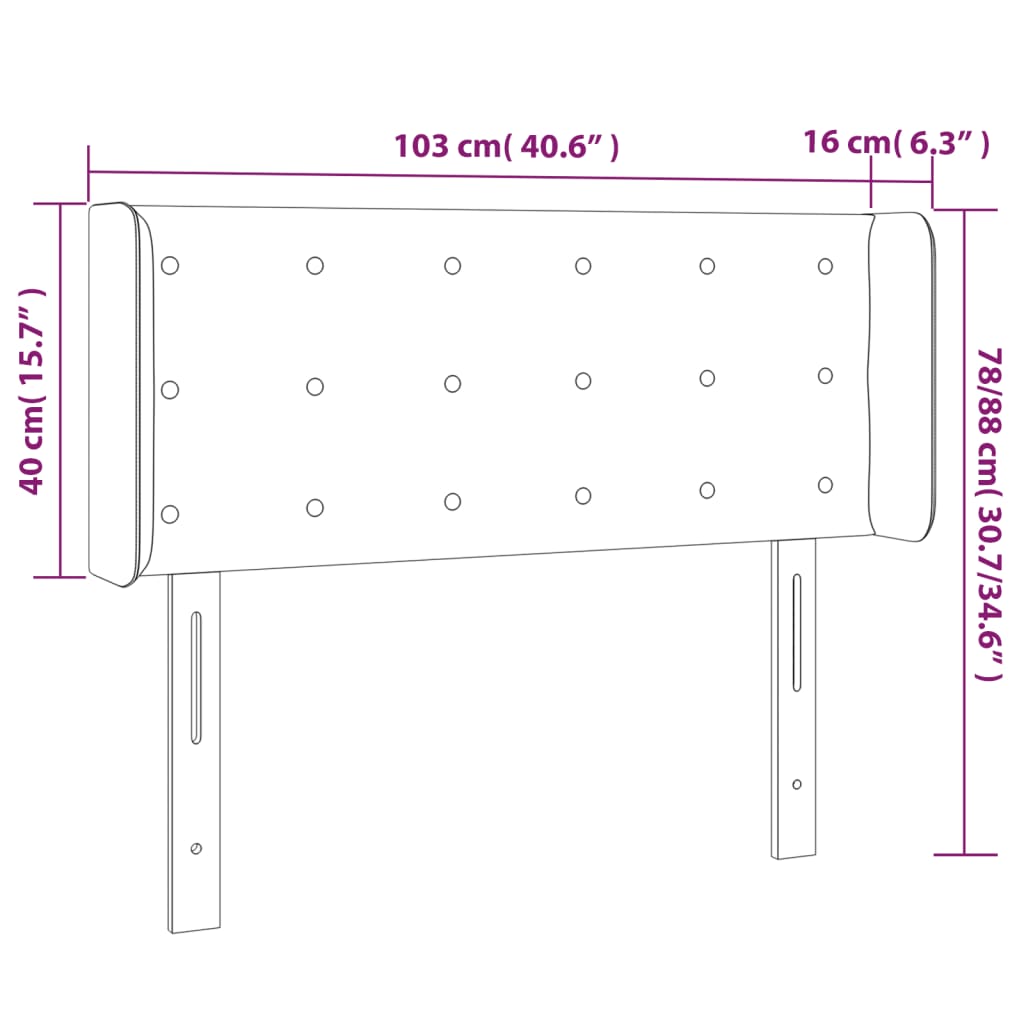 vidaXL Κεφαλάρι Κρεβατιού LED Καπουτσίνο 103x16x78/88εκ. Συνθετ. Δέρμα