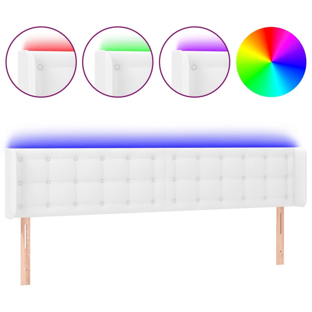 vidaXL Κεφαλάρι Κρεβατιού LED Λευκό 183x16x78/88 εκ. Συνθετ. Δέρμα