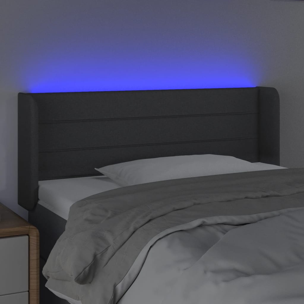 vidaXL Κεφαλάρι Κρεβατιού LED Σκούρο Γκρι 83x16x78/88 εκ. Υφασμάτινο
