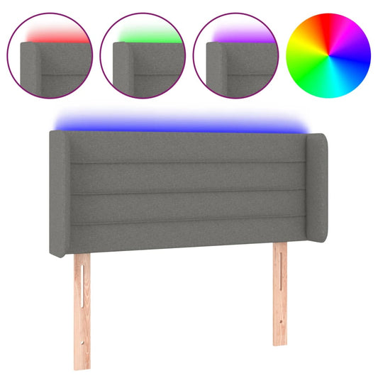 vidaXL Κεφαλάρι Κρεβατιού LED Σκούρο Γκρι 93x16x78/88 εκ. Υφασμάτινο