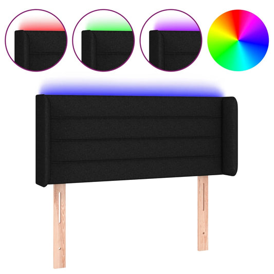 vidaXL Κεφαλάρι Κρεβατιού LED Μαύρο 93x16x78/88 εκ. Υφασμάτινο