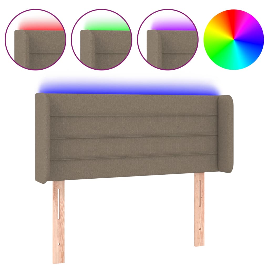 vidaXL Κεφαλάρι Κρεβατιού LED Taupe 93x16x78/88 εκ. Υφασμάτινο