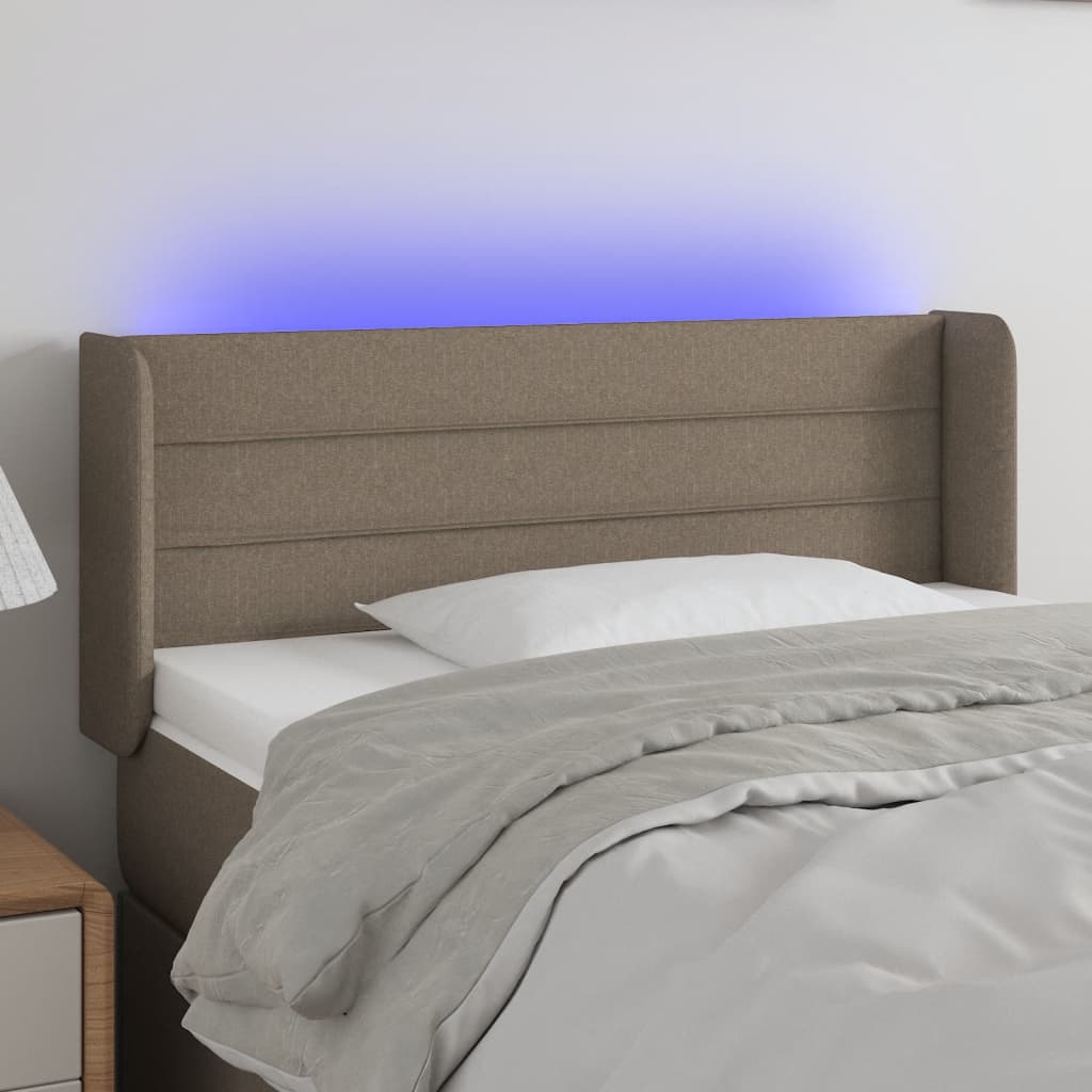 vidaXL Κεφαλάρι Κρεβατιού LED Taupe 93x16x78/88 εκ. Υφασμάτινο