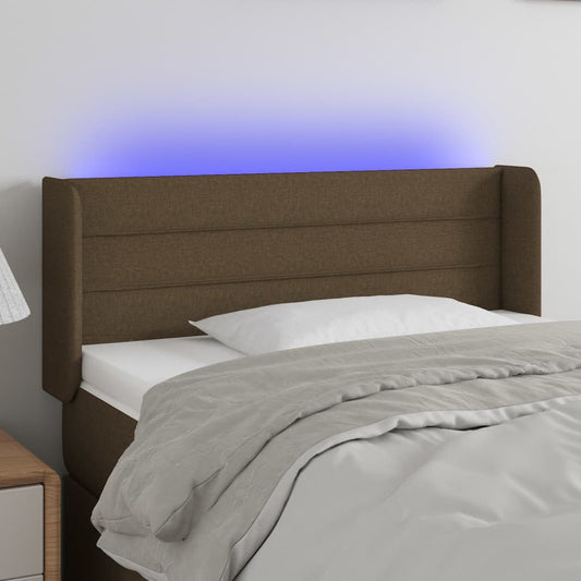 vidaXL Κεφαλάρι Κρεβατιού LED Σκούρο Καφέ 103x16x78/88 εκ. Υφασμάτινο