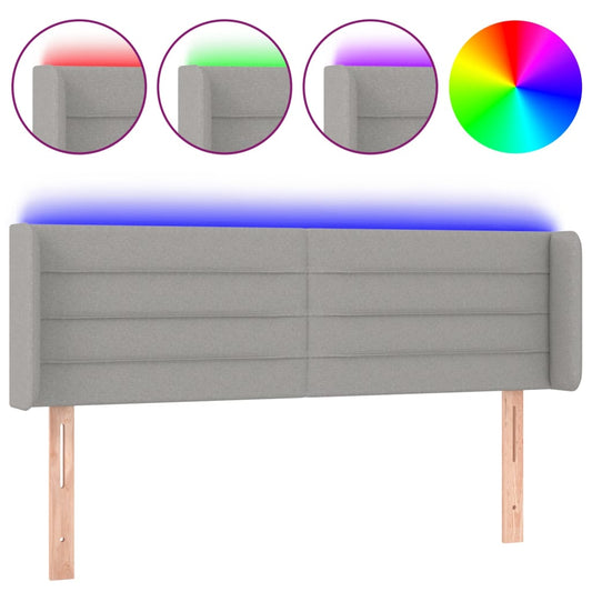 vidaXL Κεφαλάρι Κρεβατιού LED Ανοιχτό Γκρι 147x16x78/88 εκ. Υφασμάτινο