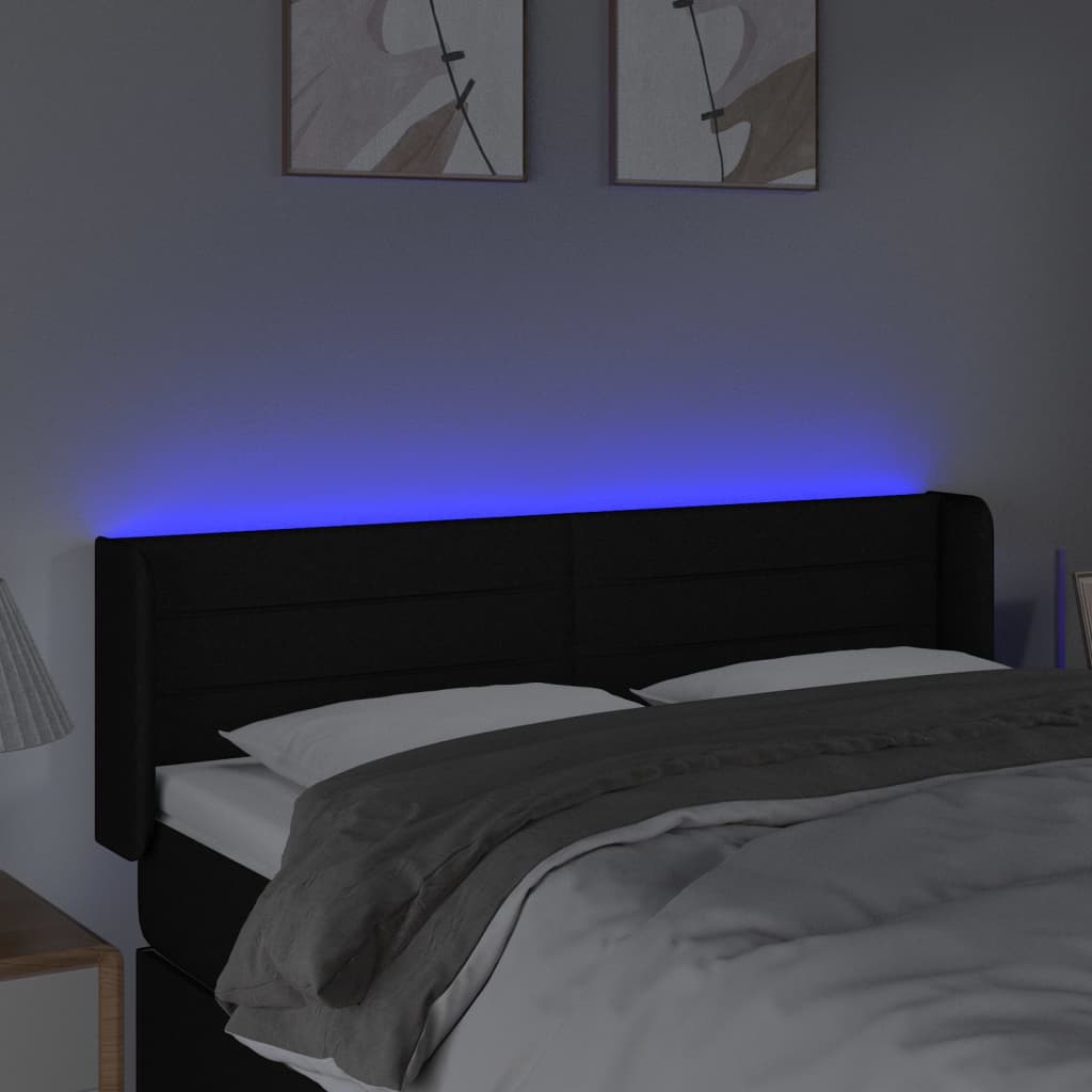 vidaXL Κεφαλάρι Κρεβατιού LED Μαύρο 147x16x78/88 εκ. Υφασμάτινο