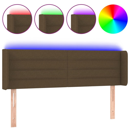 vidaXL Κεφαλάρι Κρεβατιού LED Σκούρο Καφέ 147x16x78/88 εκ. Υφασμάτινο
