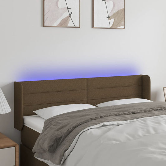 vidaXL Κεφαλάρι Κρεβατιού LED Σκούρο Καφέ 147x16x78/88 εκ. Υφασμάτινο