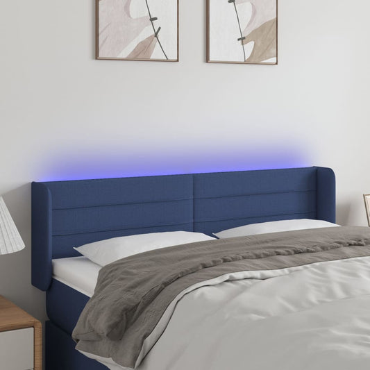 vidaXL Κεφαλάρι Κρεβατιού LED Μπλε 147x16x78/88 εκ. Υφασμάτινο