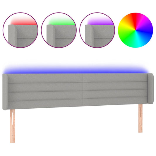 vidaXL Κεφαλάρι Κρεβατιού LED Ανοιχτό Γκρι 163x16x78/88 εκ. Υφασμάτινο