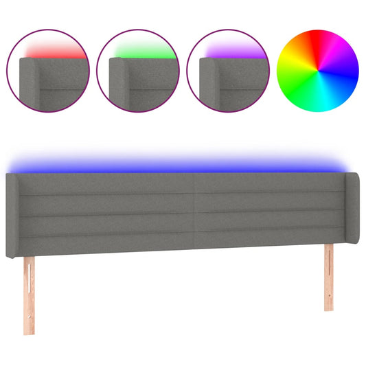 vidaXL Κεφαλάρι Κρεβατιού LED Σκούρο Γκρι 183x16x78/88 εκ. Υφασμάτινο