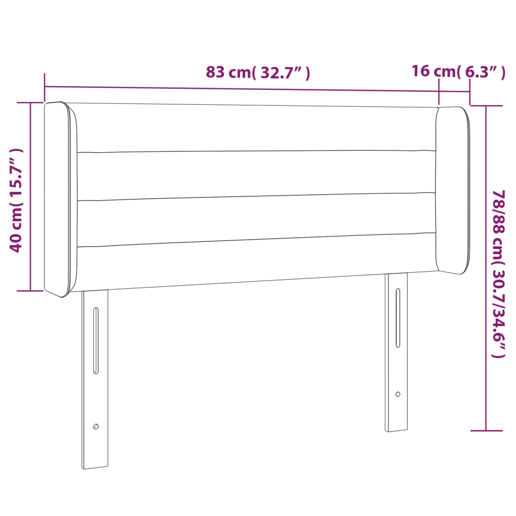 vidaXL Κεφαλάρι Κρεβατιού LED Ροζ 83x16x78/88 εκ. Βελούδινο