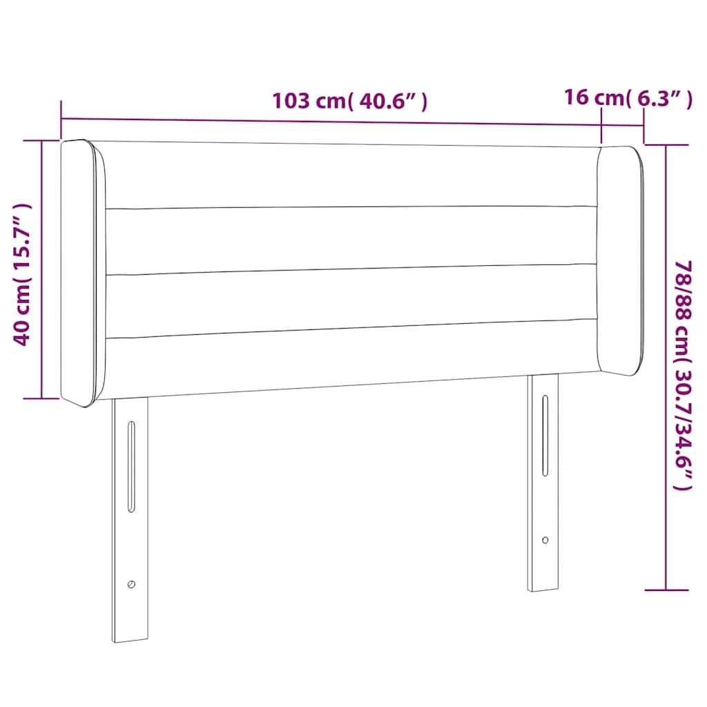 vidaXL Κεφαλάρι Κρεβατιού LED Σκούρο Πράσινο 103x16x78/88εκ. Βελούδινο