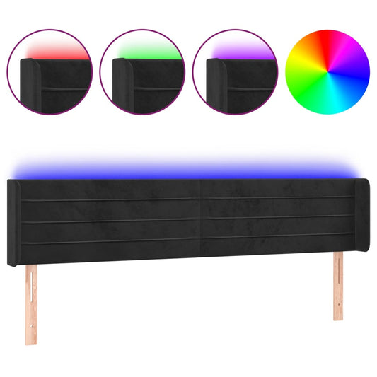 vidaXL Κεφαλάρι Κρεβατιού LED Μαύρο 203x16x78/88 εκ. Βελούδινο