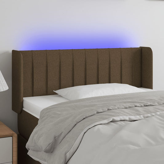 vidaXL Κεφαλάρι Κρεβατιού LED Σκούρο Καφέ 83x16x78/88 εκ. Υφασμάτινο