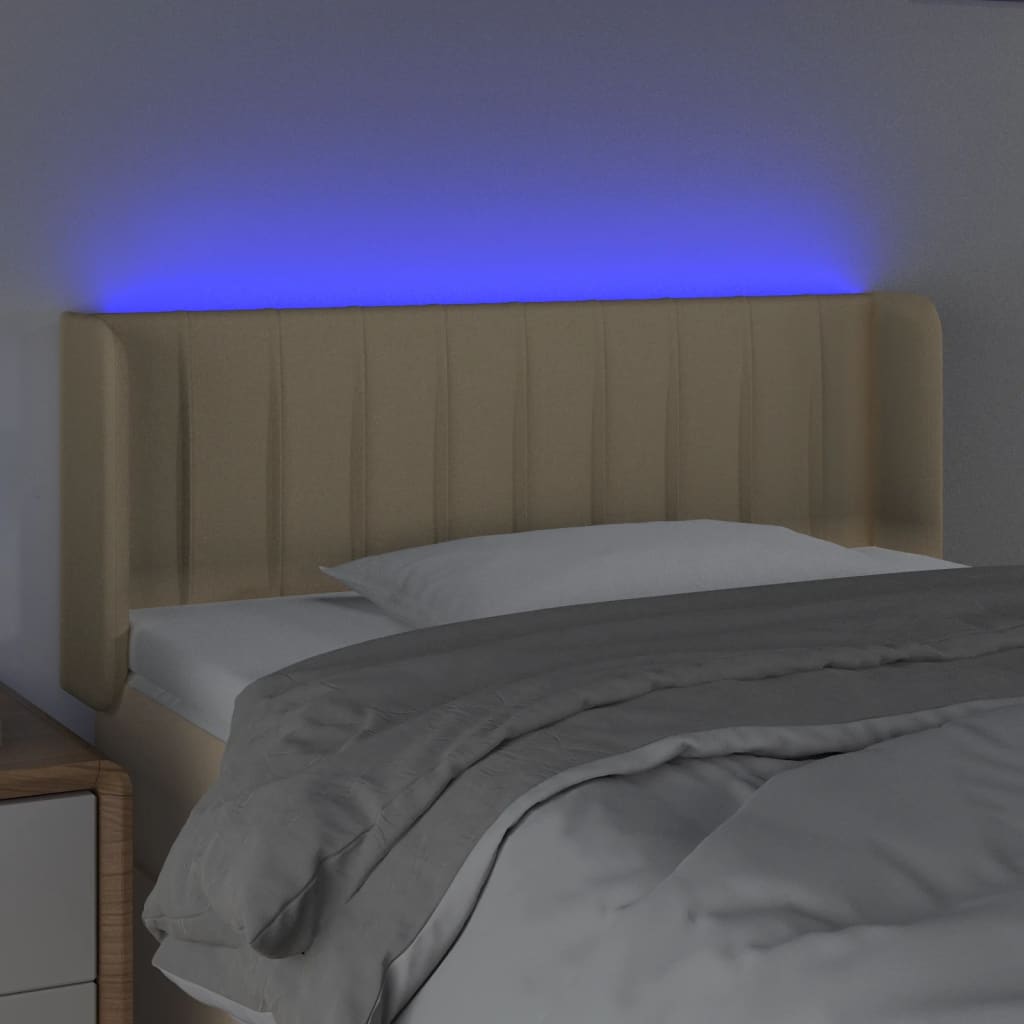 vidaXL Κεφαλάρι Κρεβατιού LED Κρεμ 83x16x78/88 εκ. Υφασμάτινο