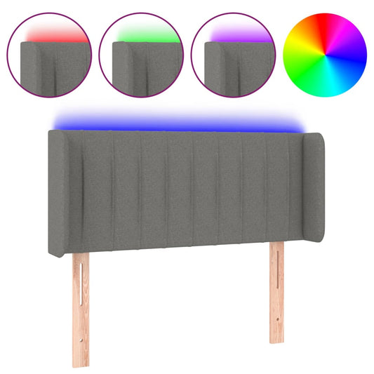 vidaXL Κεφαλάρι Κρεβατιού LED Σκούρο Γκρι 93x16x78/88 εκ. Υφασμάτινο