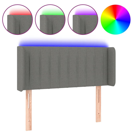 vidaXL Κεφαλάρι Κρεβατιού LED Σκούρο Γκρι 103x16x78/88 εκ. Υφασμάτινο