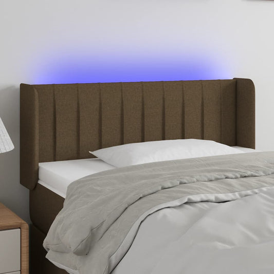 vidaXL Κεφαλάρι Κρεβατιού LED Σκούρο Καφέ 103x16x78/88 εκ. Υφασμάτινο