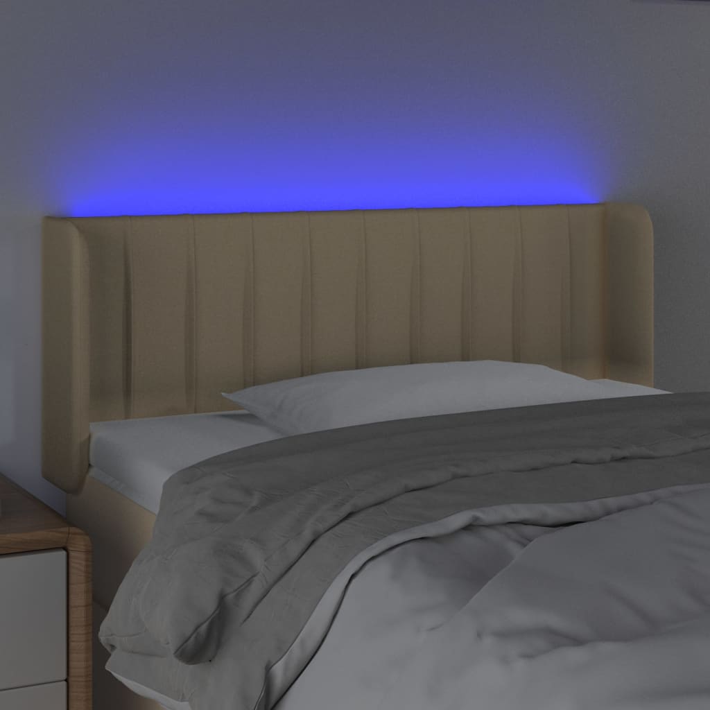 vidaXL Κεφαλάρι Κρεβατιού LED Κρεμ 103x16x78/88 εκ. Υφασμάτινο