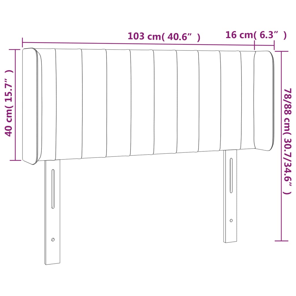 vidaXL Κεφαλάρι Κρεβατιού LED Κρεμ 103x16x78/88 εκ. Υφασμάτινο