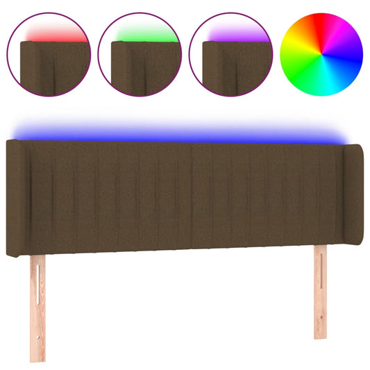 vidaXL Κεφαλάρι Κρεβατιού LED Σκούρο Καφέ 147x16x78/88 εκ. Υφασμάτινο