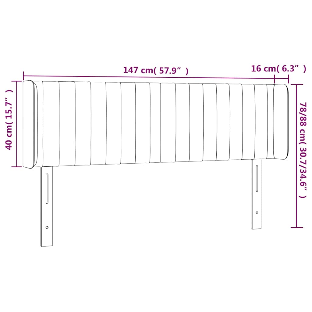 vidaXL Κεφαλάρι Κρεβατιού LED Σκούρο Καφέ 147x16x78/88 εκ. Υφασμάτινο