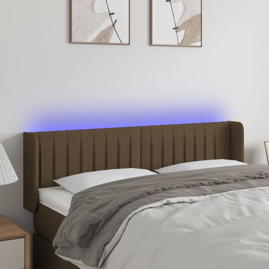 vidaXL Κεφαλάρι Κρεβατιού LED Σκούρο Καφέ 147x16x78/88 εκ. Υφασμάτινο