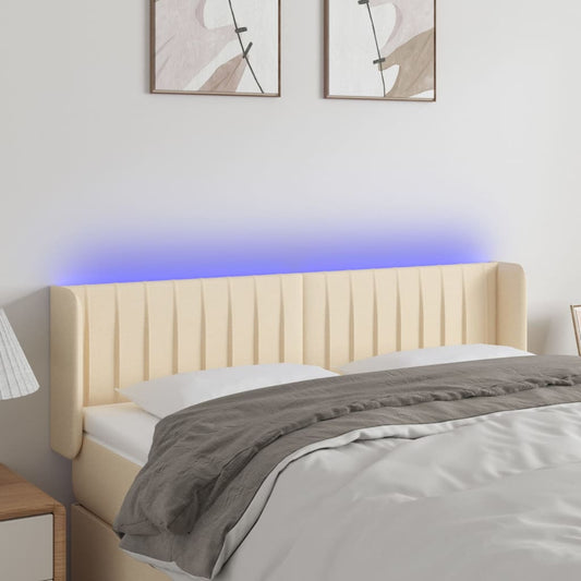vidaXL Κεφαλάρι Κρεβατιού LED Κρεμ 147x16x78/88 εκ. Υφασμάτινο