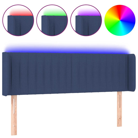 vidaXL Κεφαλάρι Κρεβατιού LED Μπλε 147x16x78/88 εκ. Υφασμάτινο