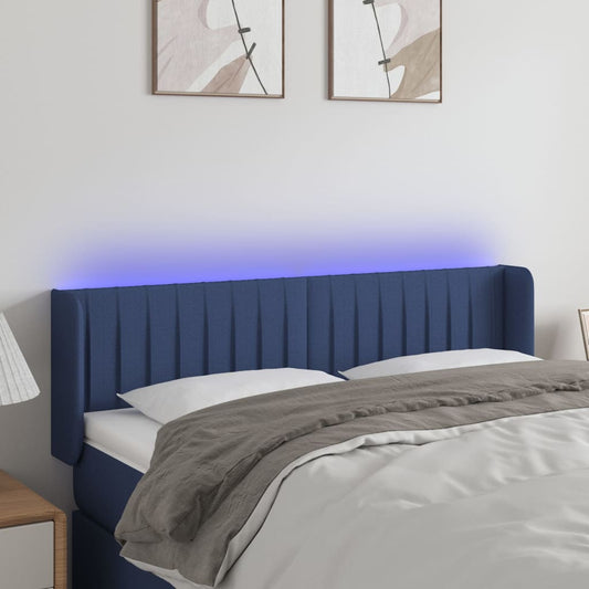 vidaXL Κεφαλάρι Κρεβατιού LED Μπλε 147x16x78/88 εκ. Υφασμάτινο