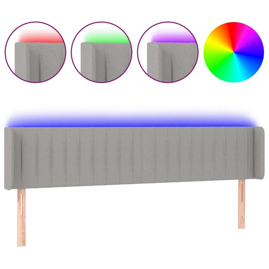 vidaXL Κεφαλάρι Κρεβατιού LED Ανοιχτό Γκρι 183x16x78/88 εκ. Υφασμάτινο