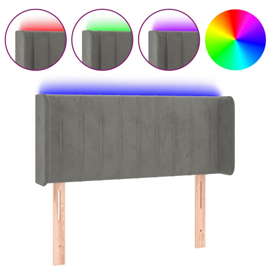 vidaXL Κεφαλάρι Κρεβατιού LED Ανοιχτό Γκρι 93x16x78/88 εκ. Βελούδινο