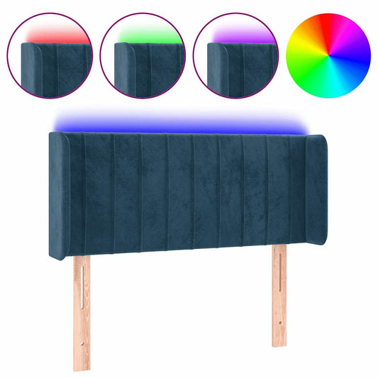 vidaXL Κεφαλάρι Κρεβατιού LED Σκούρο Μπλε 93x16x78/88 εκ. Βελούδινο