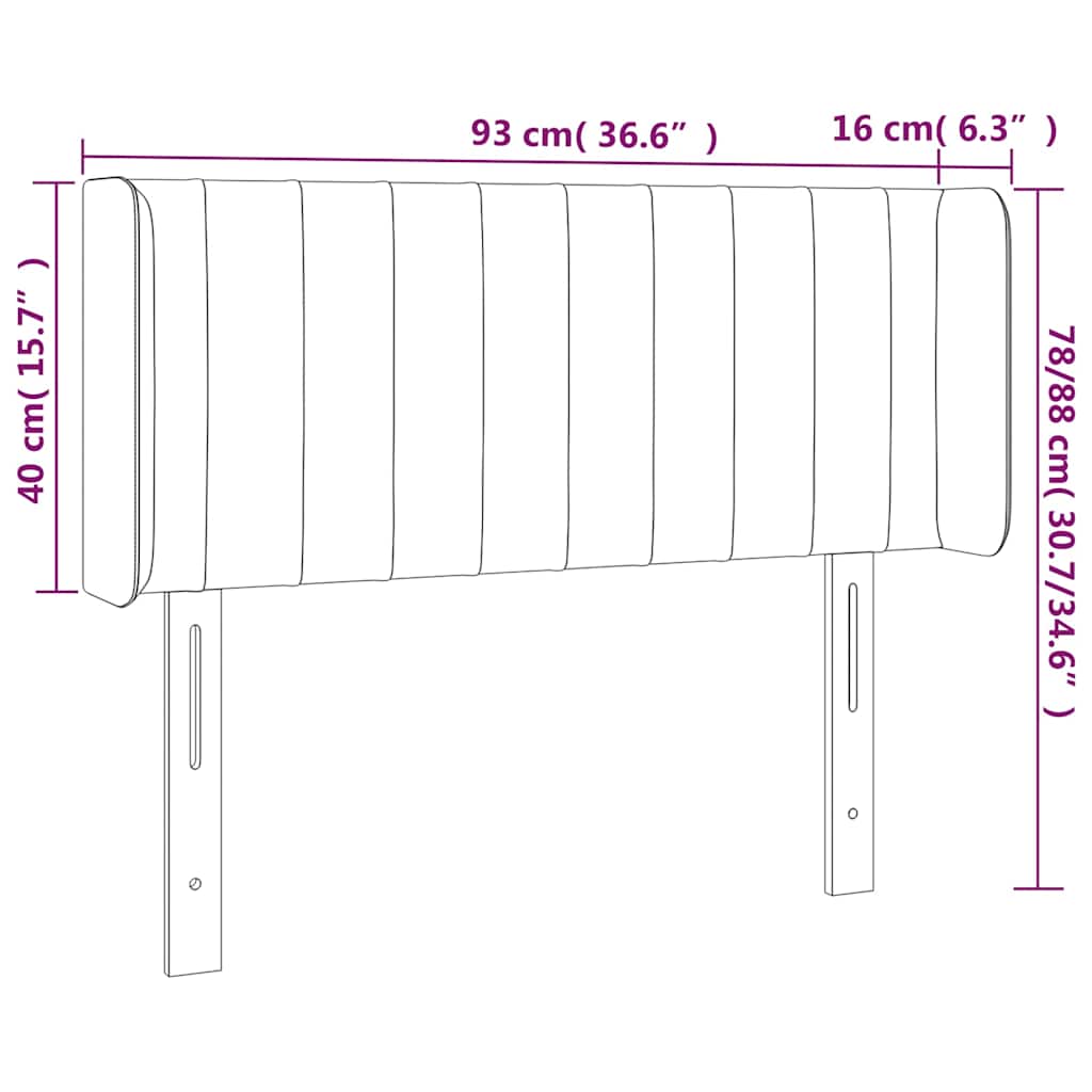 vidaXL Κεφαλάρι Κρεβατιού LED Σκούρο Μπλε 93x16x78/88 εκ. Βελούδινο