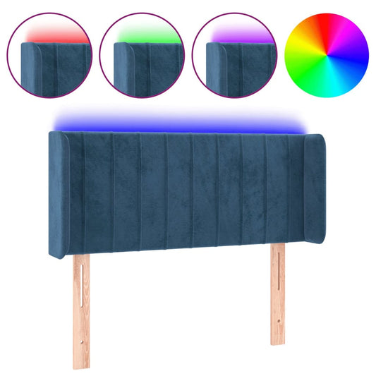 vidaXL Κεφαλάρι Κρεβατιού LED Σκούρο Μπλε 103x16x78/88 εκ. Βελούδινο