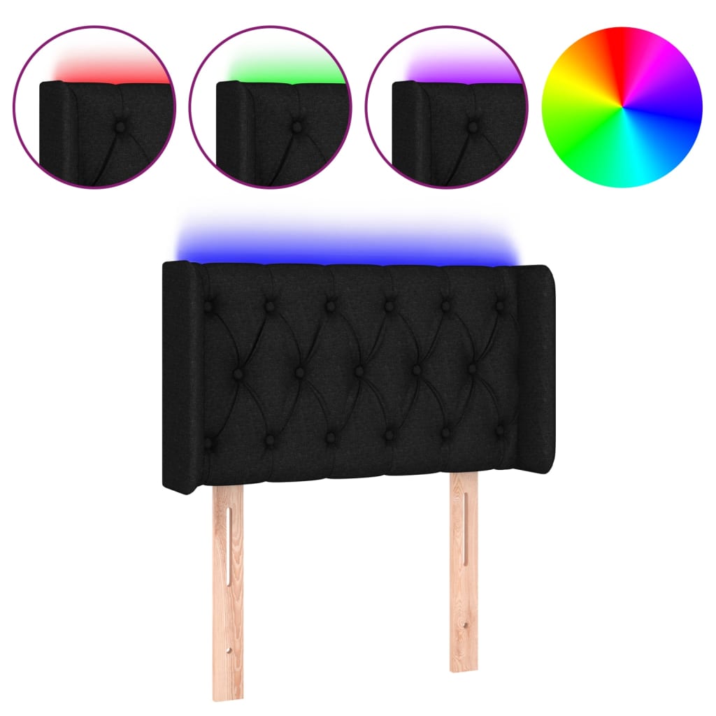 vidaXL Κεφαλάρι Κρεβατιού LED Μαύρο 83x16x78/88 εκ. Υφασμάτινο