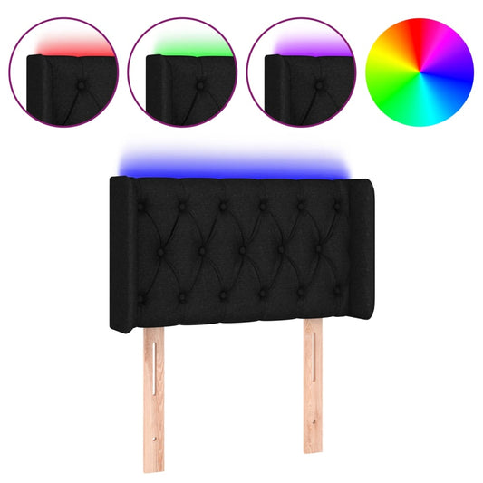 vidaXL Κεφαλάρι Κρεβατιού LED Μαύρο 83x16x78/88 εκ. Υφασμάτινο
