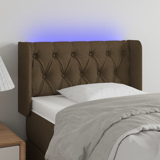 vidaXL Κεφαλάρι Κρεβατιού LED Σκούρο Καφέ 83x16x78/88 εκ. Υφασμάτινο