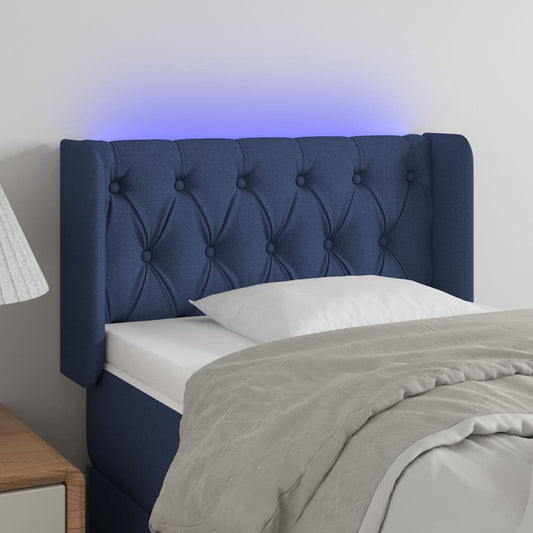 vidaXL Κεφαλάρι Κρεβατιού LED Μπλε 83x16x78/88 εκ. Υφασμάτινο