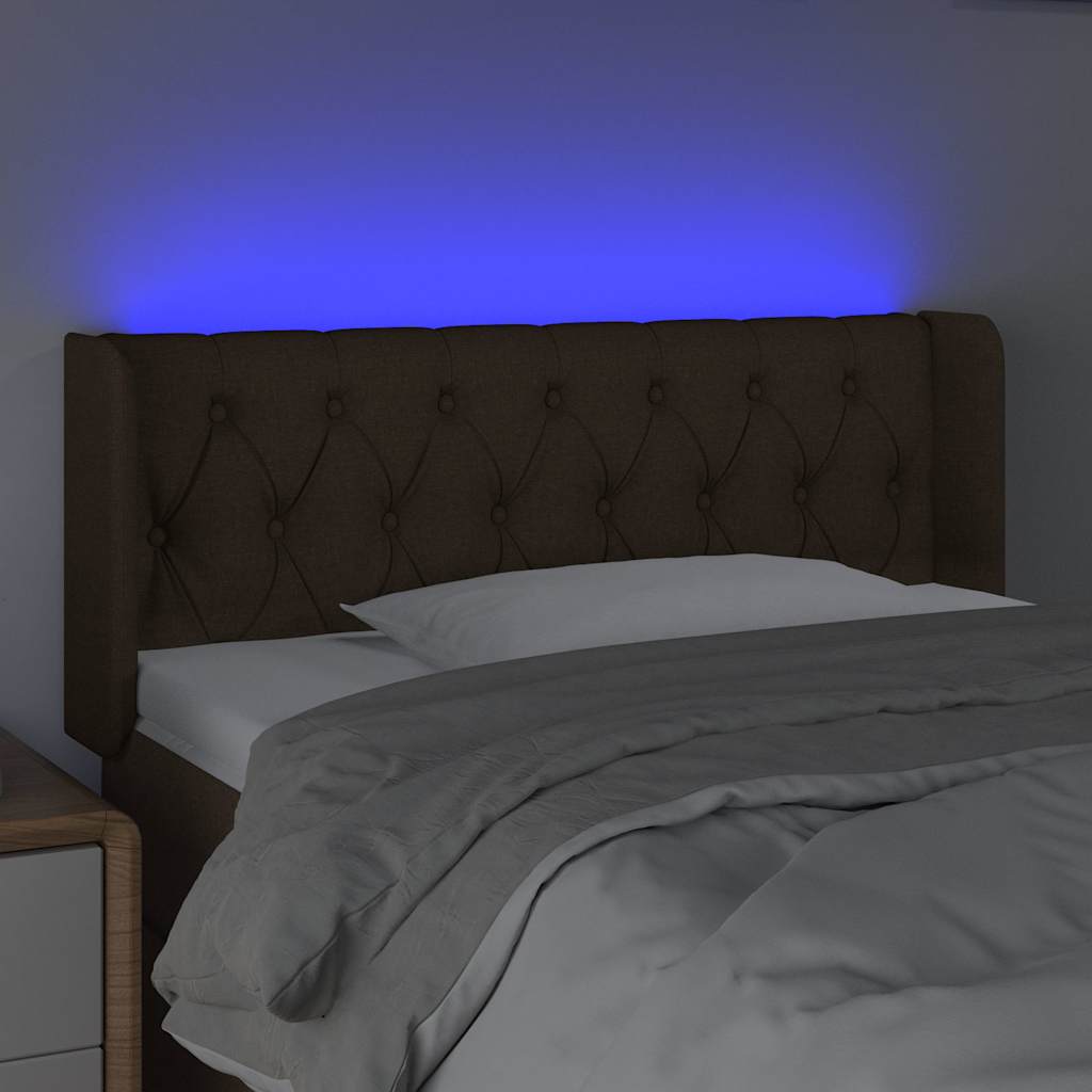 vidaXL Κεφαλάρι Κρεβατιού LED Σκούρο Καφέ 93x16x78/88 εκ. Υφασμάτινο