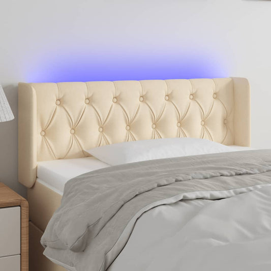 vidaXL Κεφαλάρι Κρεβατιού LED Κρεμ 93x16x78/88 εκ. Υφασμάτινο