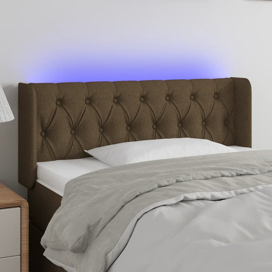 vidaXL Κεφαλάρι Κρεβατιού LED Σκούρο Καφέ 103x16x78/88 εκ. Υφασμάτινο
