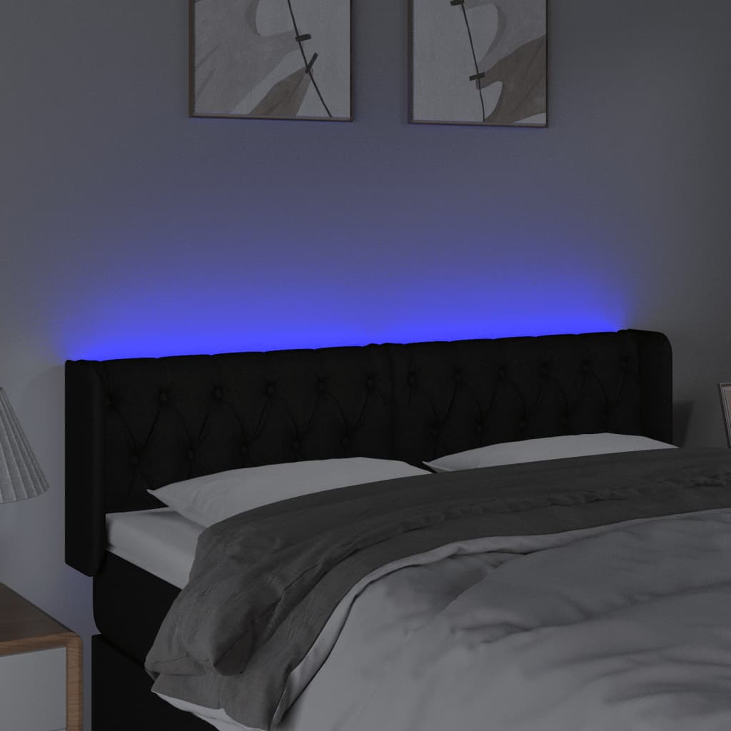 vidaXL Κεφαλάρι Κρεβατιού LED Μαύρο 147x16x78/88 εκ. Υφασμάτινο