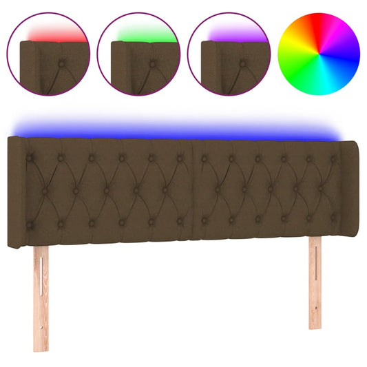 vidaXL Κεφαλάρι Κρεβατιού LED Σκούρο Καφέ 147x16x78/88 εκ. Υφασμάτινο