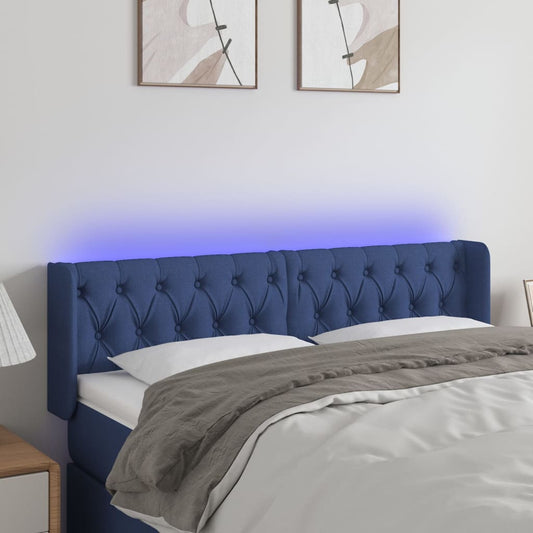 vidaXL Κεφαλάρι Κρεβατιού LED Μπλε 147x16x78/88 εκ. Υφασμάτινο