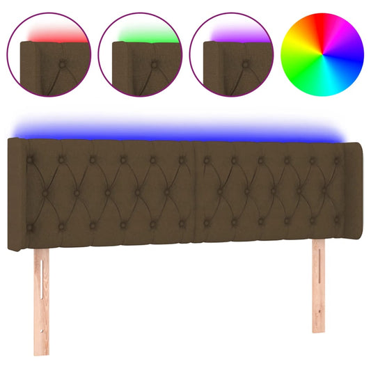 vidaXL Κεφαλάρι Κρεβατιού LED Σκούρο Καφέ 163x16x78/88 εκ. Υφασμάτινο