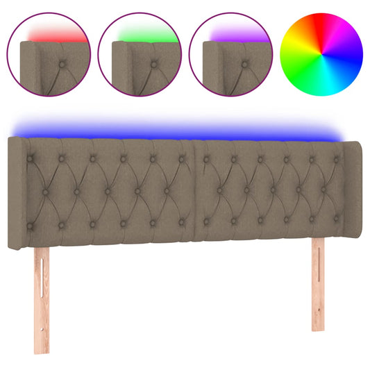 vidaXL Κεφαλάρι Κρεβατιού LED Taupe 163x16x78/88 εκ. Υφασμάτινο