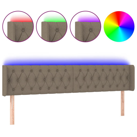vidaXL Κεφαλάρι Κρεβατιού LED Taupe 203x16x78/88 εκ. Υφασμάτινο