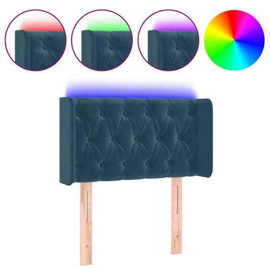 vidaXL Κεφαλάρι Κρεβατιού LED Σκούρο Μπλε 83x16x78/88 εκ. Βελούδινο